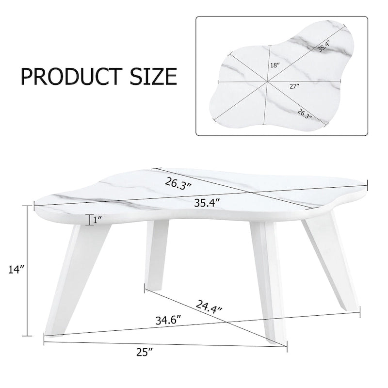 Table basse blanche moderne en forme de nuage