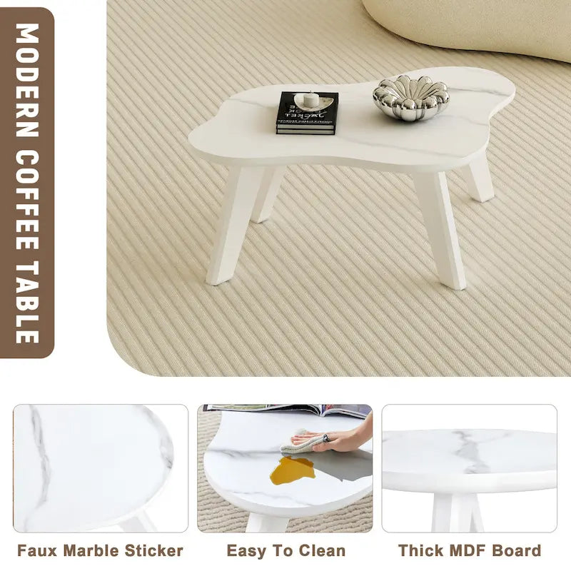 Table basse blanche moderne en forme de nuage