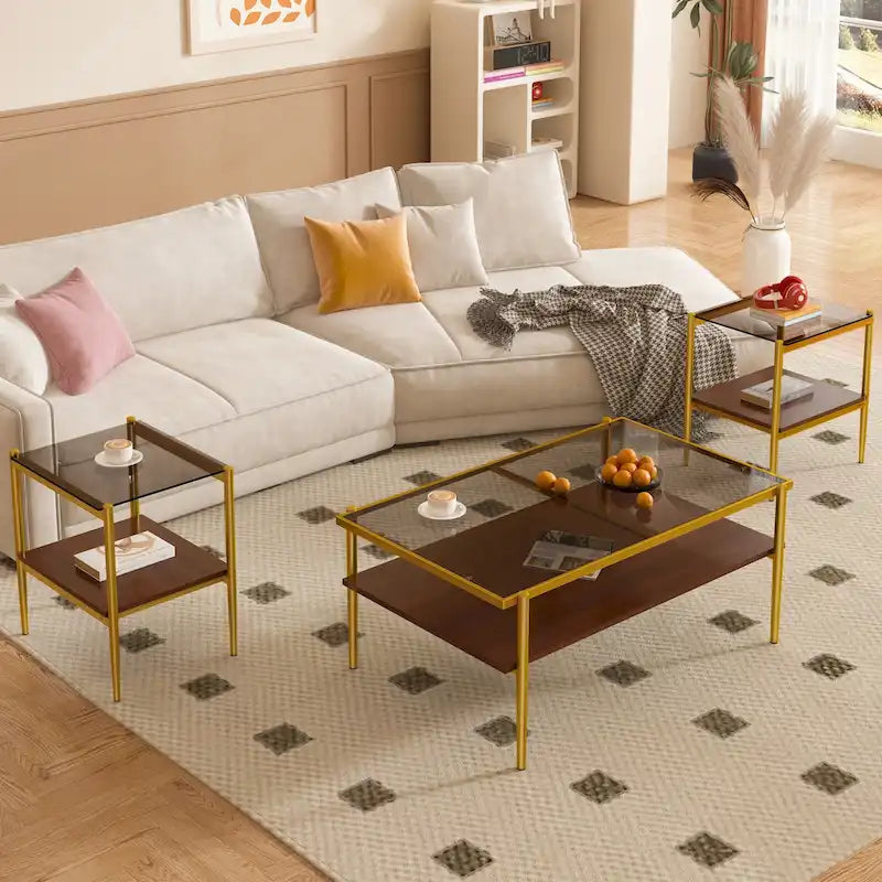 Ensemble de trois tables basses et d'appoint