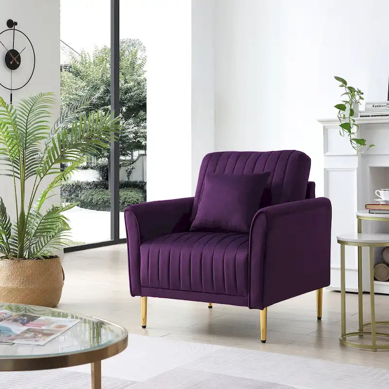 Fauteuil d'appoint en velours pour salon