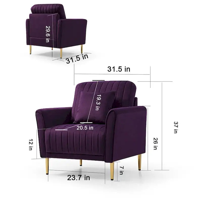 Fauteuil d'appoint en velours pour salon