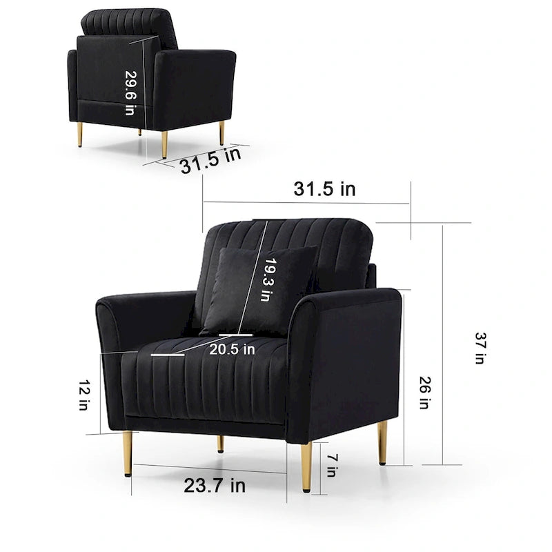 Fauteuil d'appoint en velours pour salon