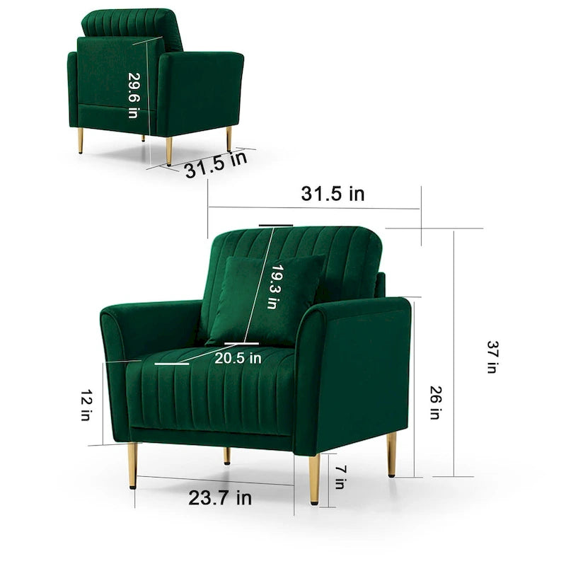 Fauteuil d'appoint en velours pour salon