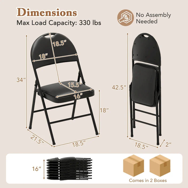 Chaise de réception pliante rembourrée à cadre métallique