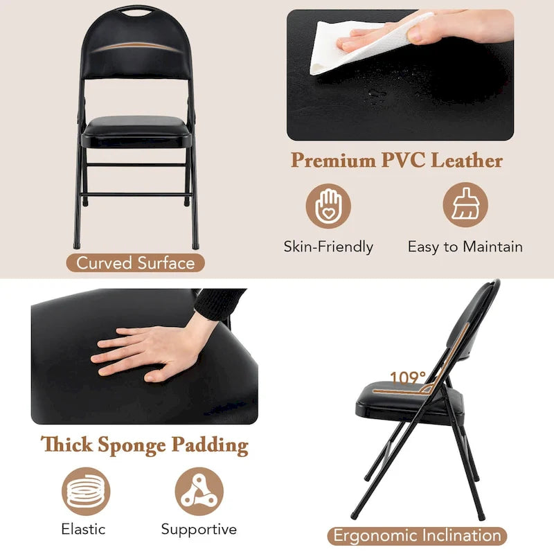 Chaise de réception pliante rembourrée à cadre métallique