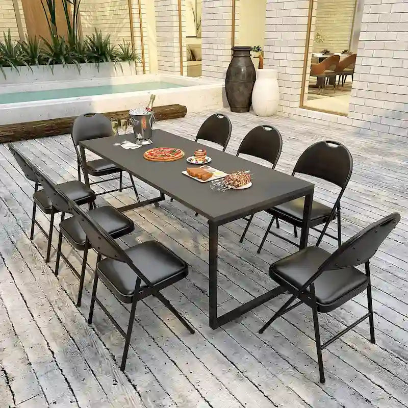 Chaise de réception pliante rembourrée à cadre métallique