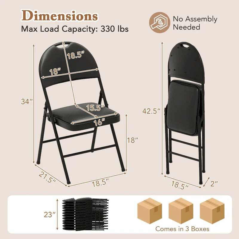 Chaise de réception pliante rembourrée à cadre métallique