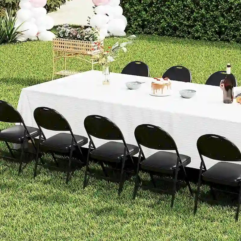 Chaise de réception pliante rembourrée à cadre métallique