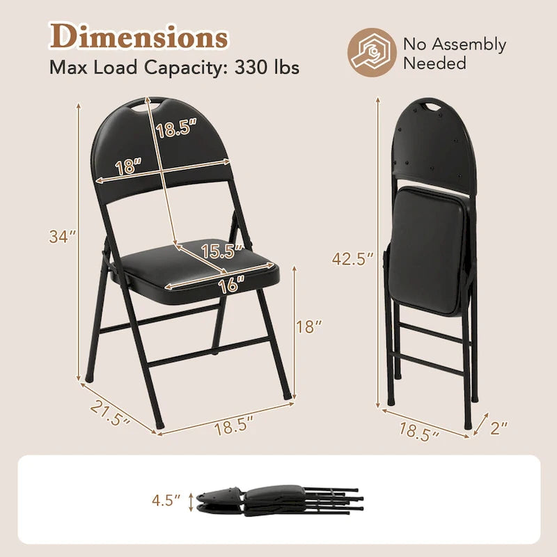 Chaise de réception pliante rembourrée à cadre métallique