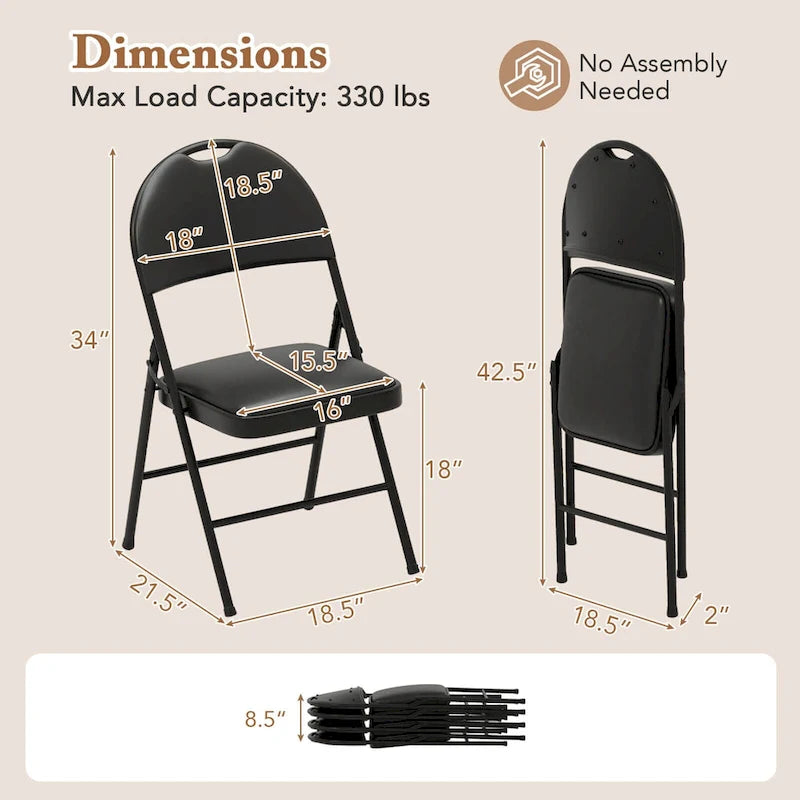 Chaise de réception pliante rembourrée à cadre métallique
