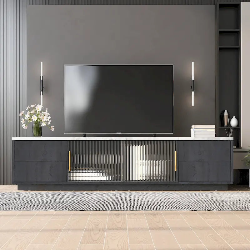 Meuble TV avec porte vitrée