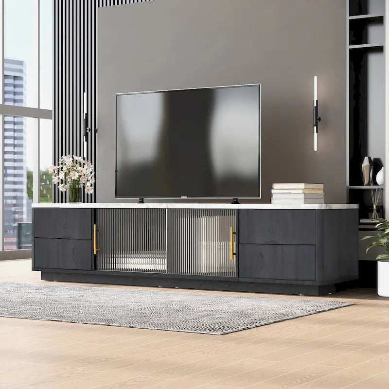 Meuble TV avec porte vitrée