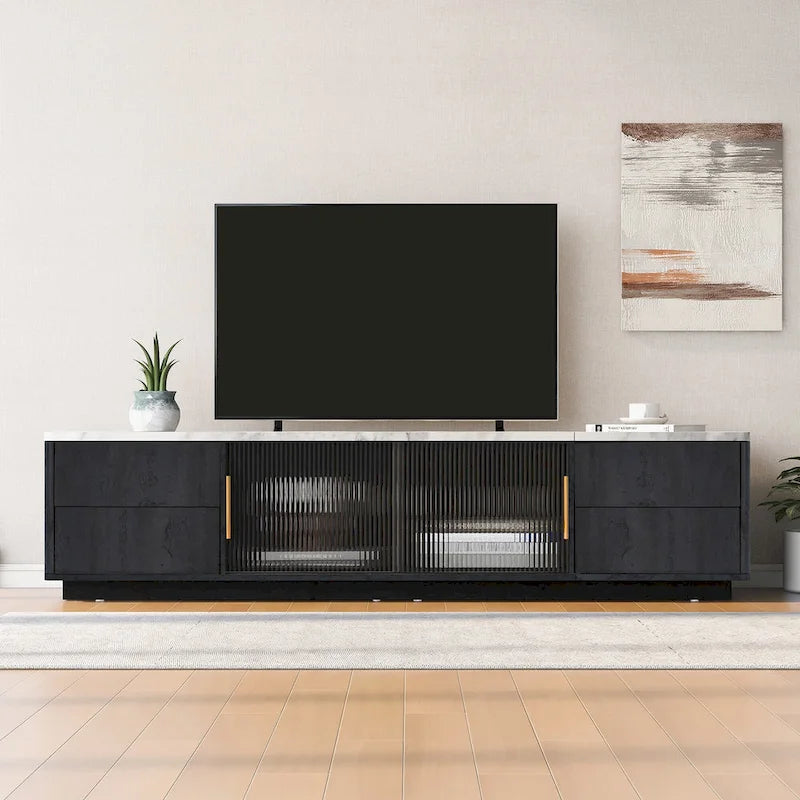 Meuble TV avec porte vitrée