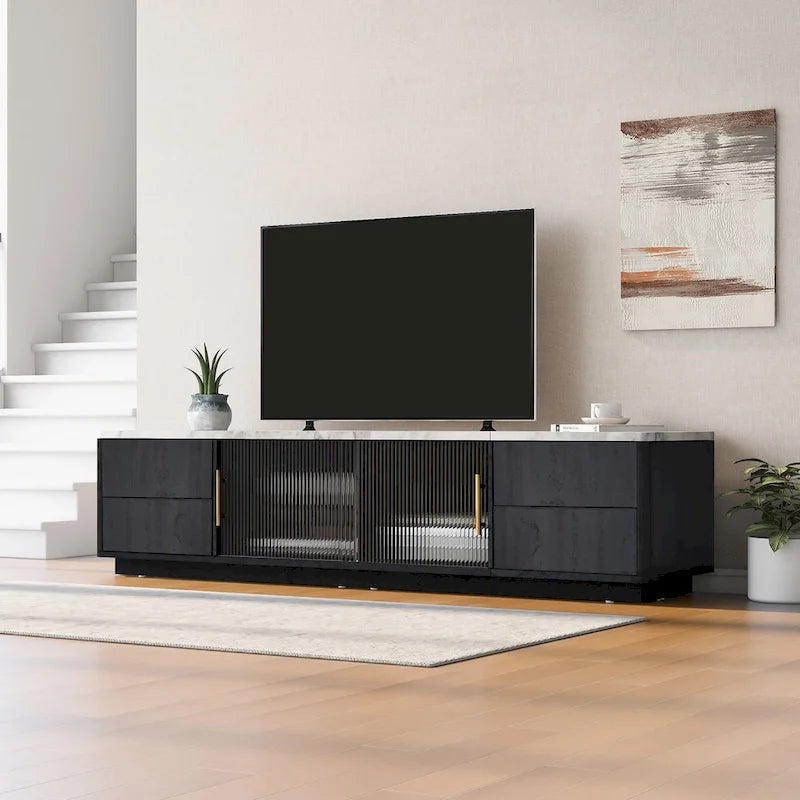 Meuble TV avec porte vitrée