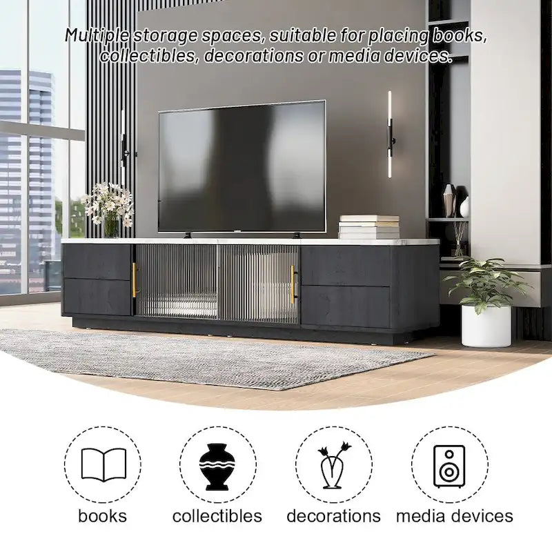 Meuble TV avec porte vitrée