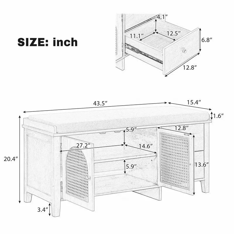 Banc d'entrée meuble à chaussures rétro