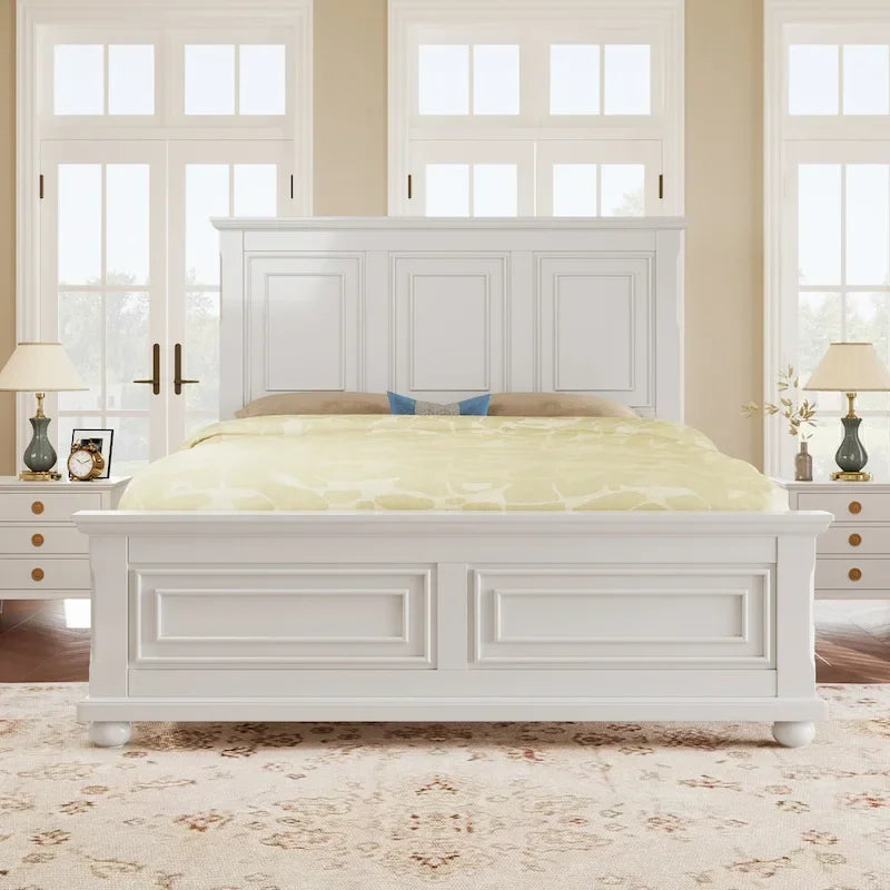 Lit plateforme en pin de style traditionnel blanc