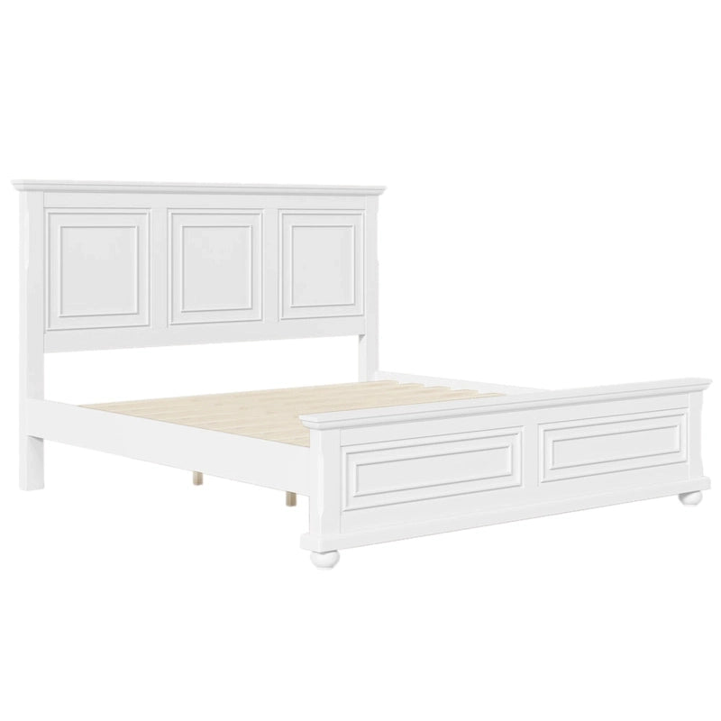 Lit plateforme en pin de style traditionnel blanc