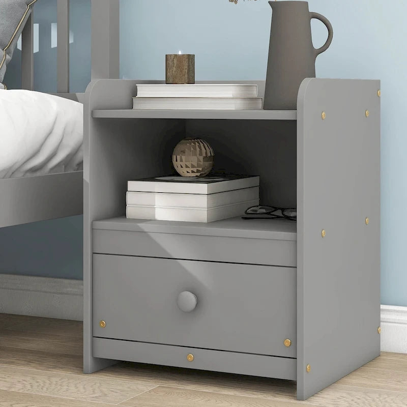 Lit plateforme en pin gris grand format