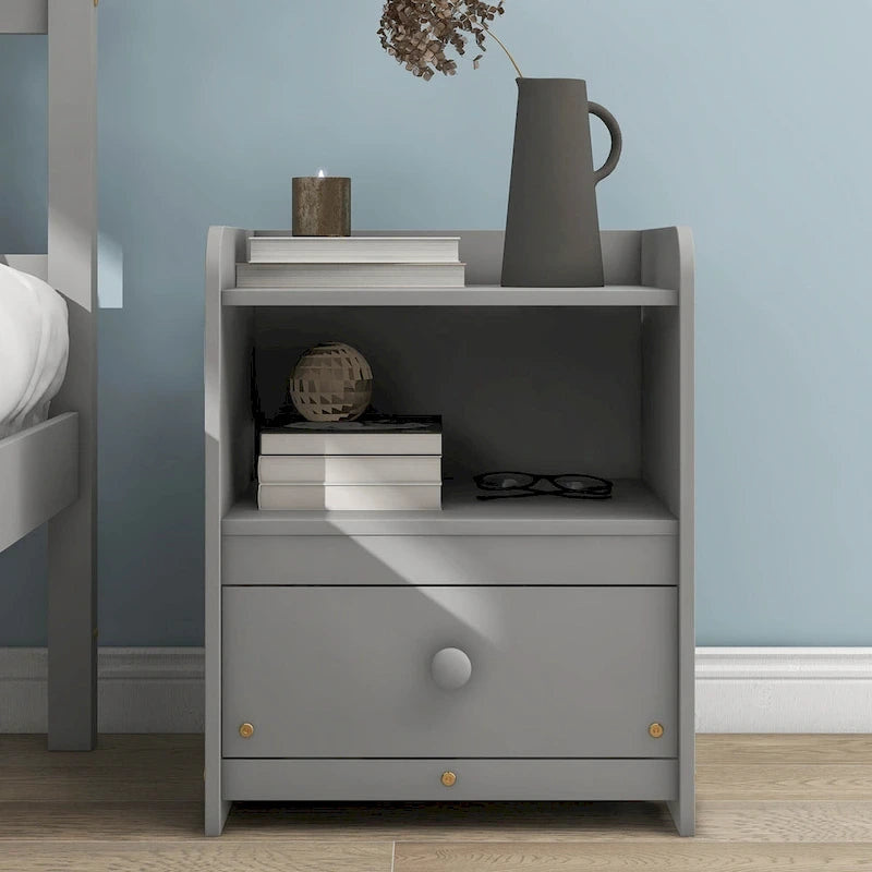 Lit plateforme en pin gris grand format