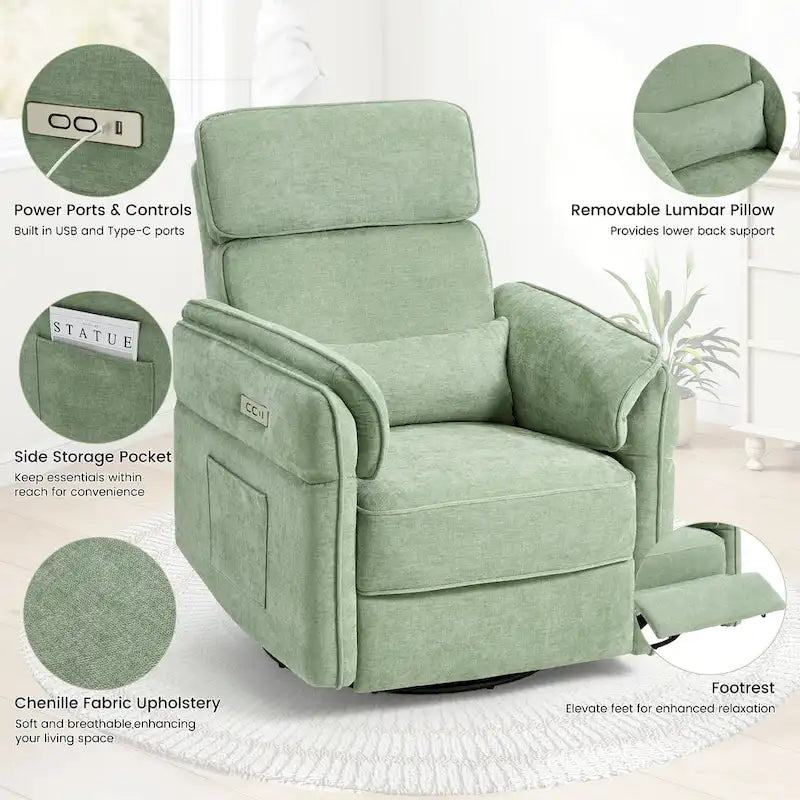 Fauteuil berçant/inclinable électrique pivotant
