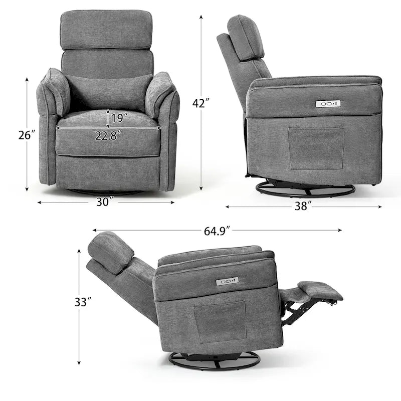 Fauteuil berçant/inclinable électrique pivotant