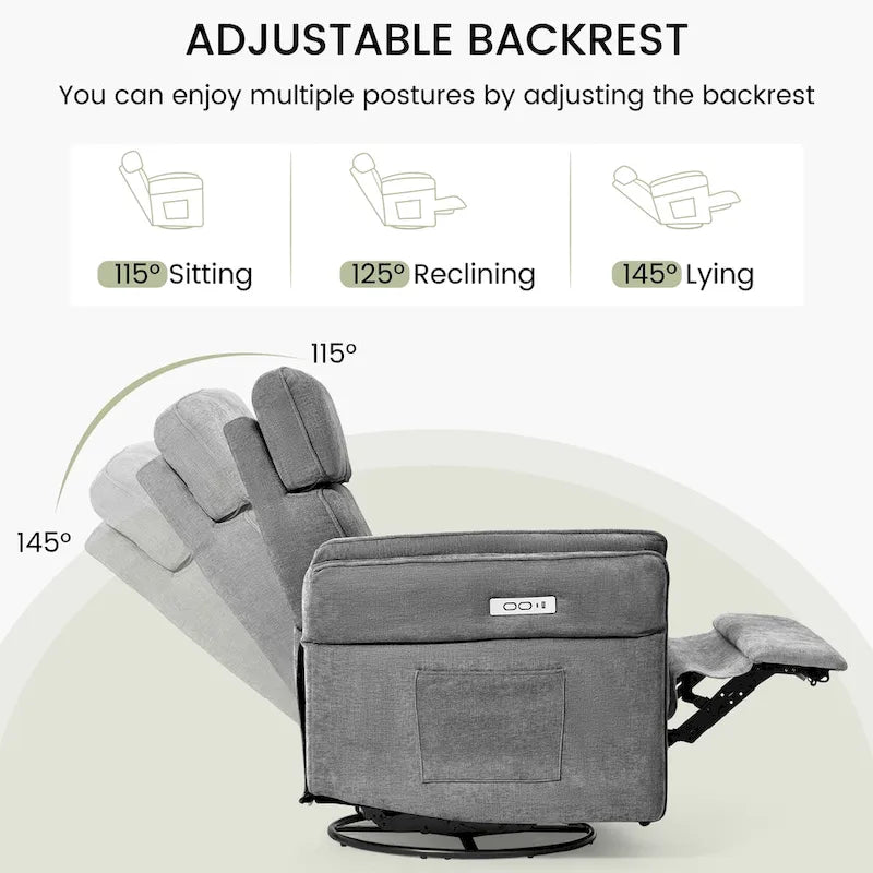 Fauteuil berçant/inclinable électrique pivotant