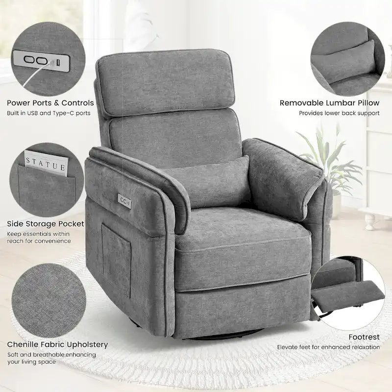Fauteuil berçant/inclinable électrique pivotant
