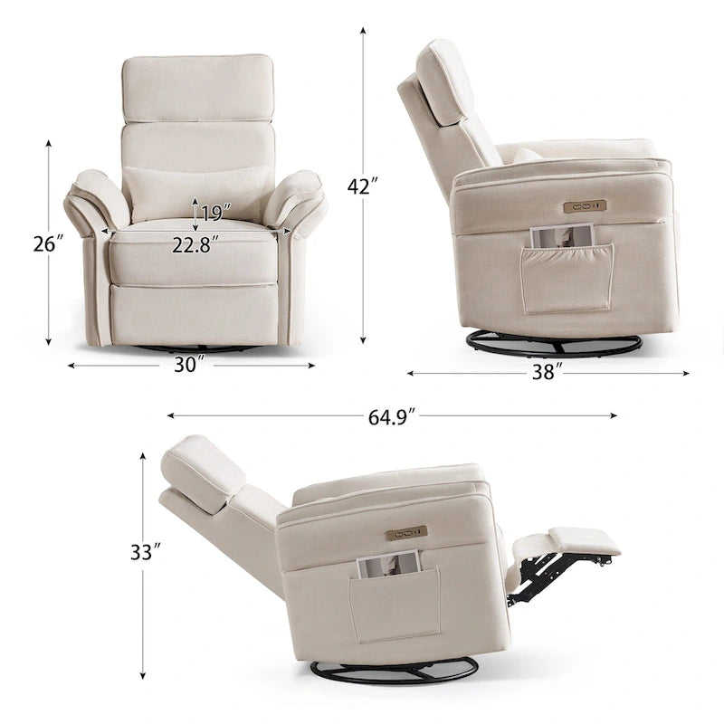 Fauteuil berçant/inclinable électrique pivotant