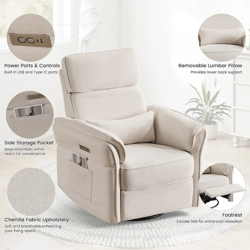 Fauteuil berçant/inclinable électrique pivotant