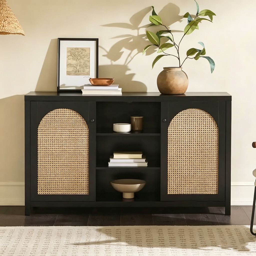 Meuble d'appoint double porte de style transitionnel