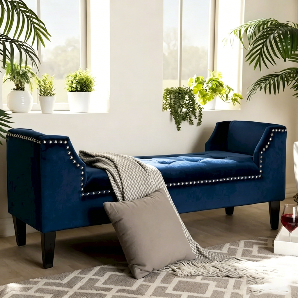 Banc en velours moderne et contemporain