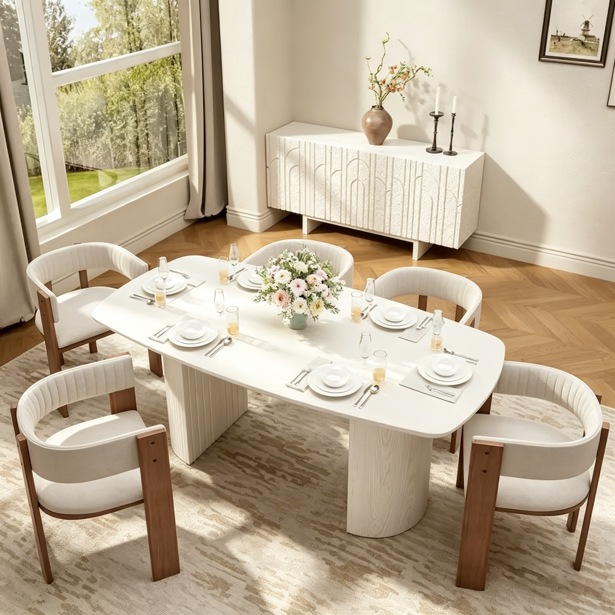 Grande table de salle à manger d'appoint en bois