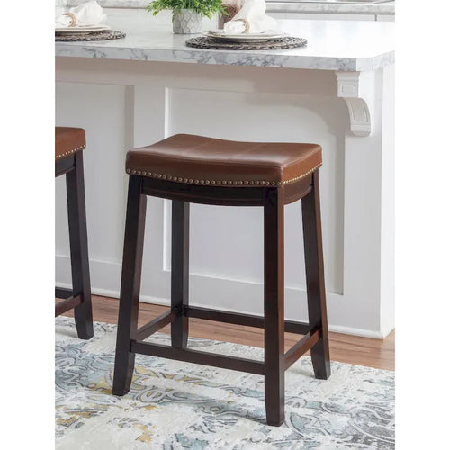 Tabourets de bar en similicuir couleur cognac