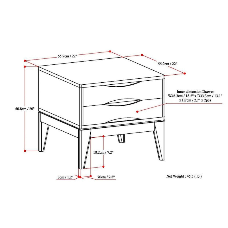 Table d'appoint carrée en bois massif