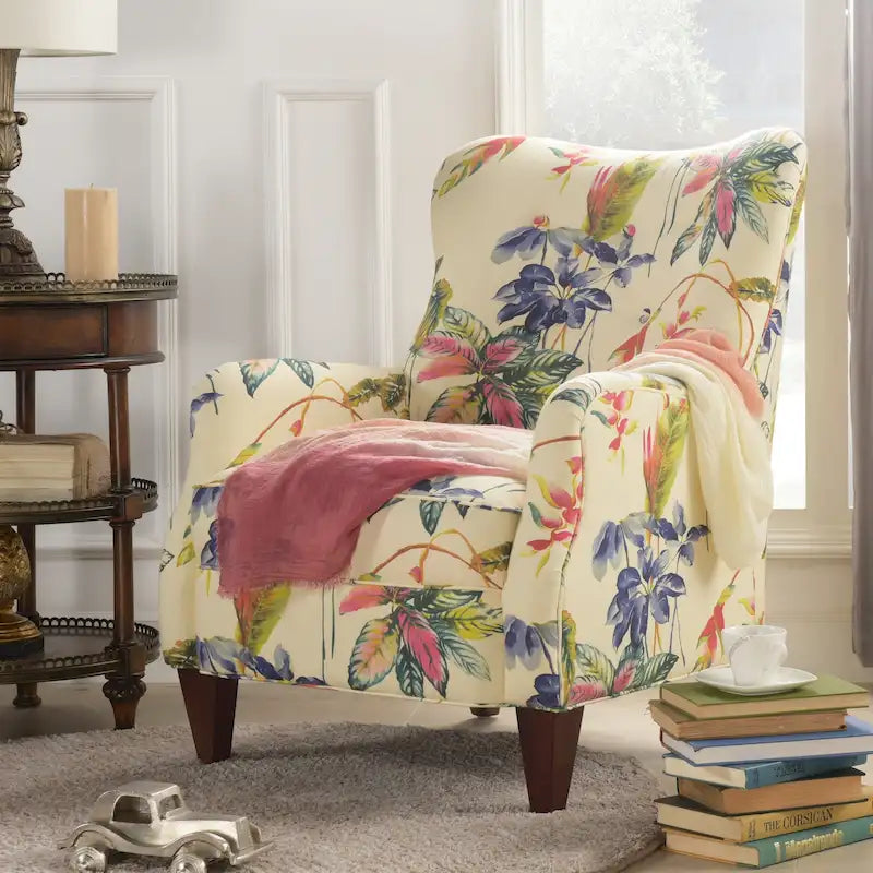 Fauteuil tapissé à motif floral