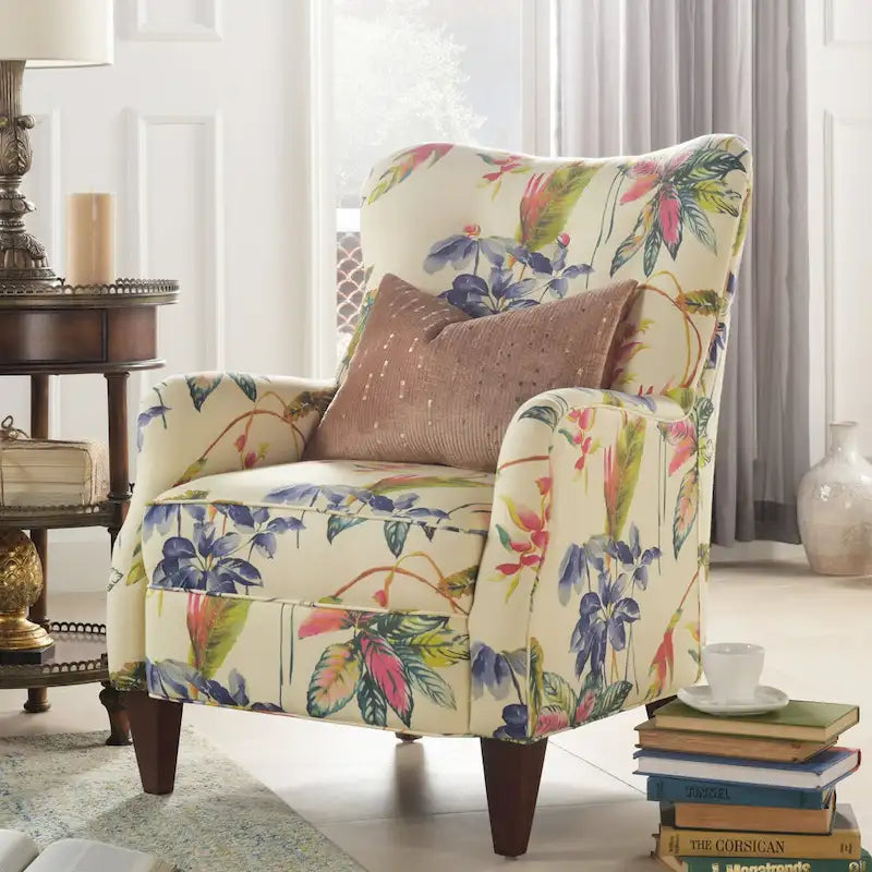 Fauteuil tapissé à motif floral