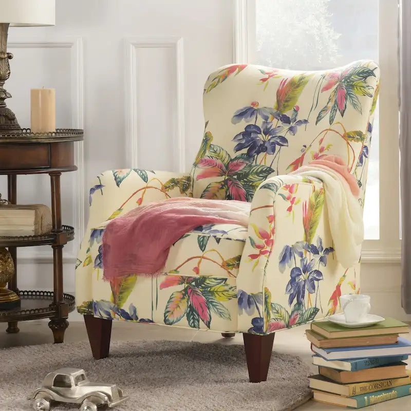 Fauteuil tapissé à motif floral