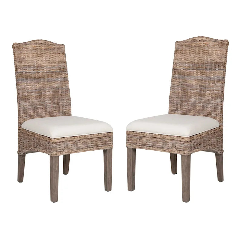 Chaises de salle à manger capitonnées en rotin naturel par