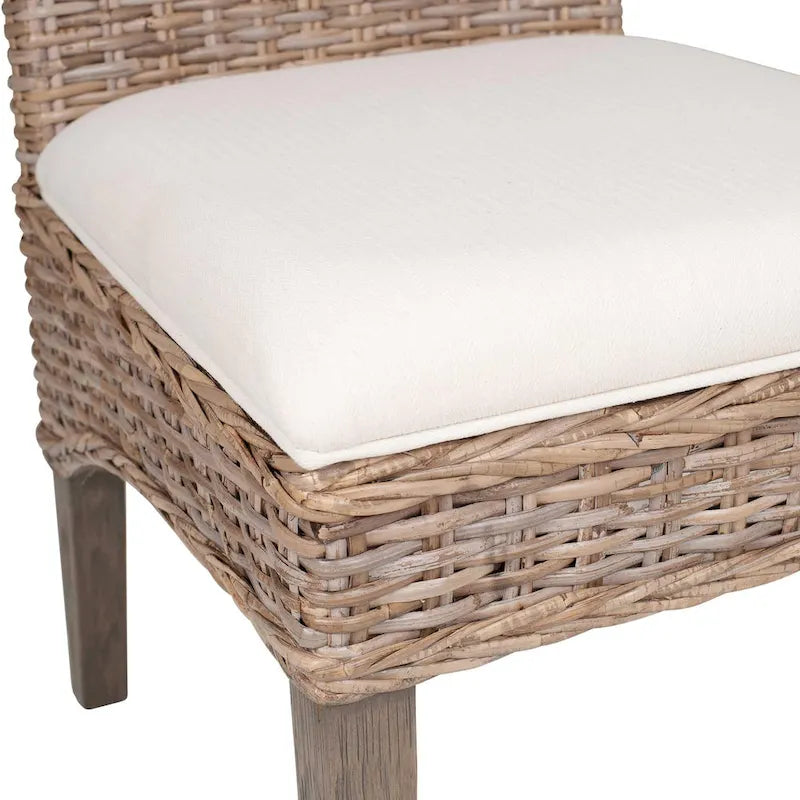 Chaises de salle à manger capitonnées en rotin naturel par