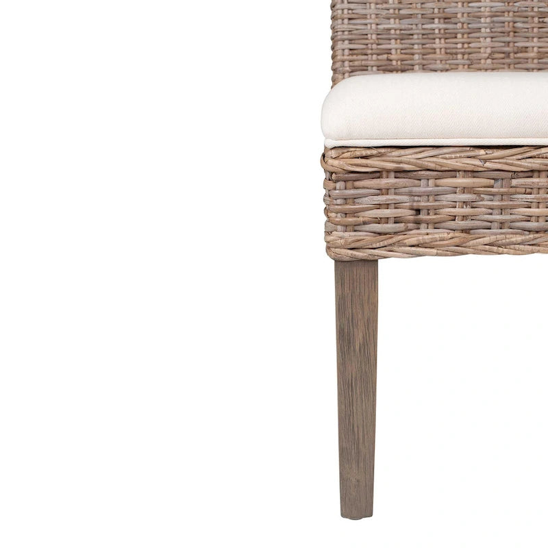 Chaises de salle à manger capitonnées en rotin naturel par