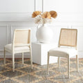 Chaise de salle à manger en rotin et tissu d'ameublement