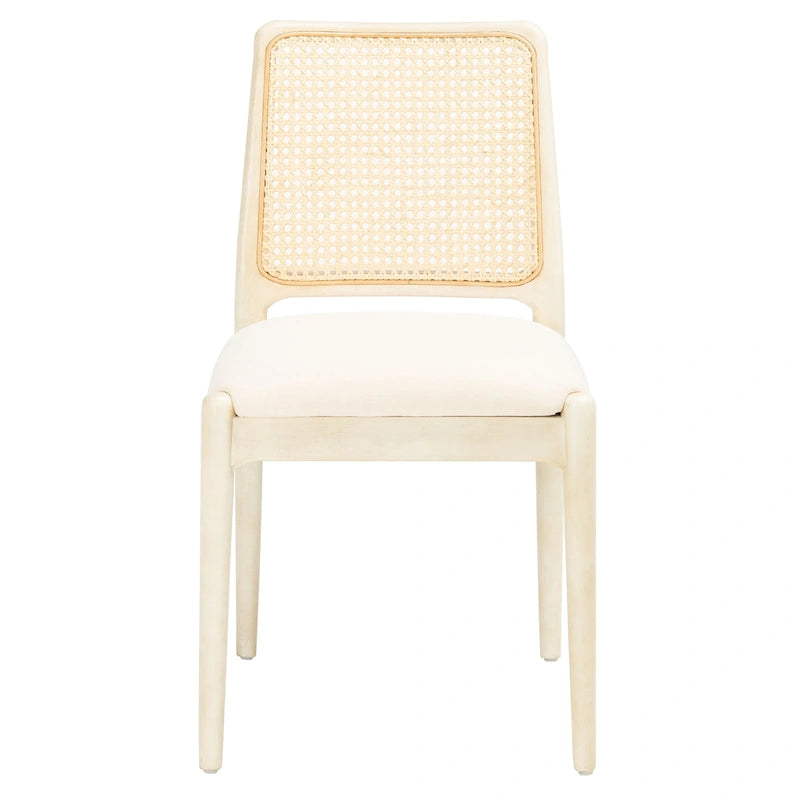 Chaise de salle à manger en rotin et tissu d'ameublement