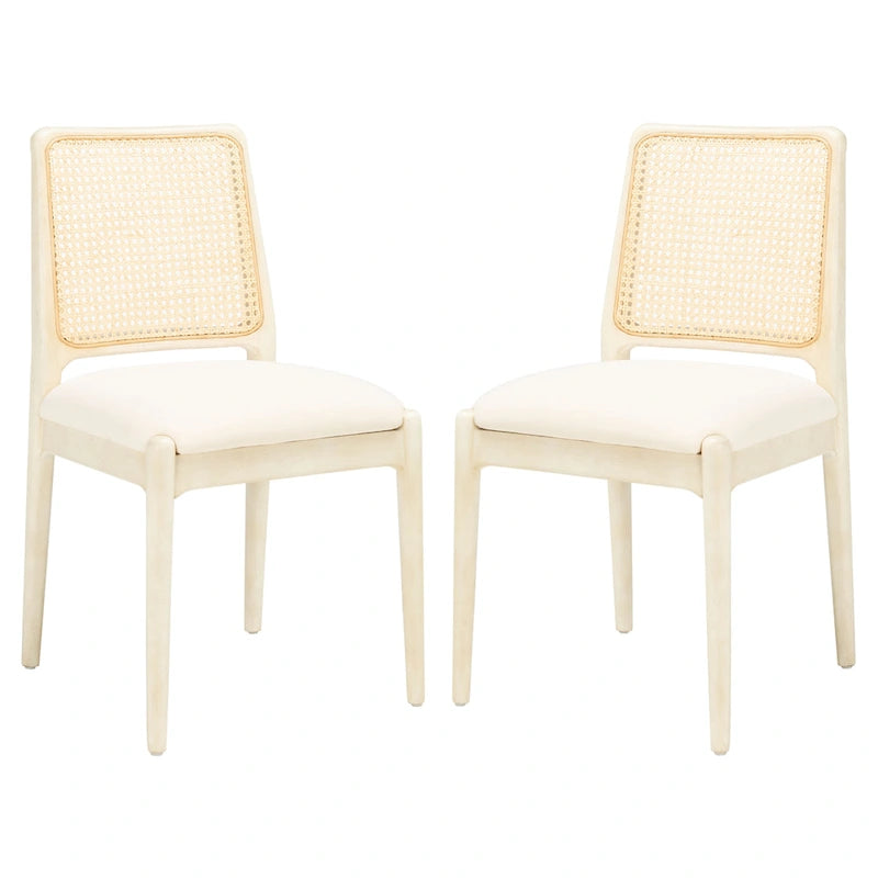 Chaise de salle à manger en rotin et tissu d'ameublement