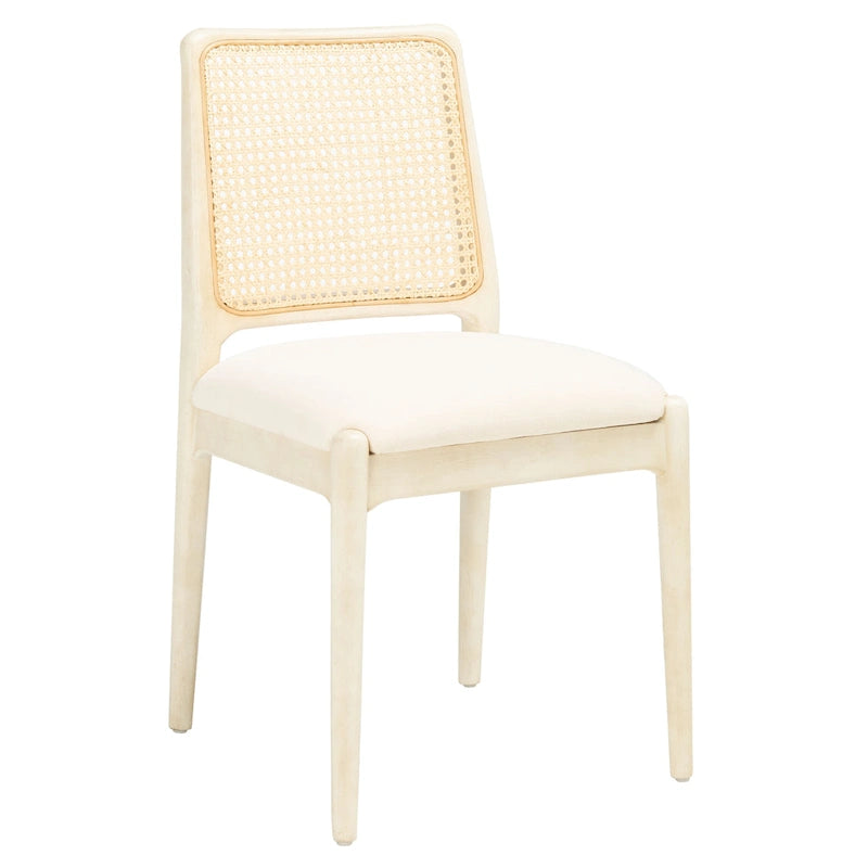 Chaise de salle à manger en rotin et tissu d'ameublement