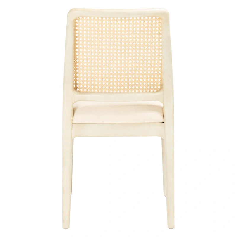 Chaise de salle à manger en rotin et tissu d'ameublement