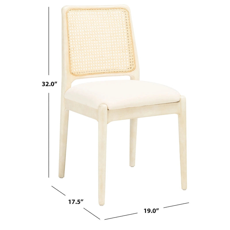 Chaise de salle à manger en rotin et tissu d'ameublement