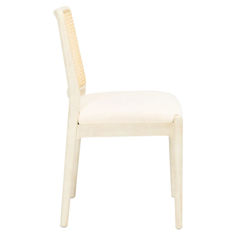 Chaise de salle à manger en rotin et tissu d'ameublement