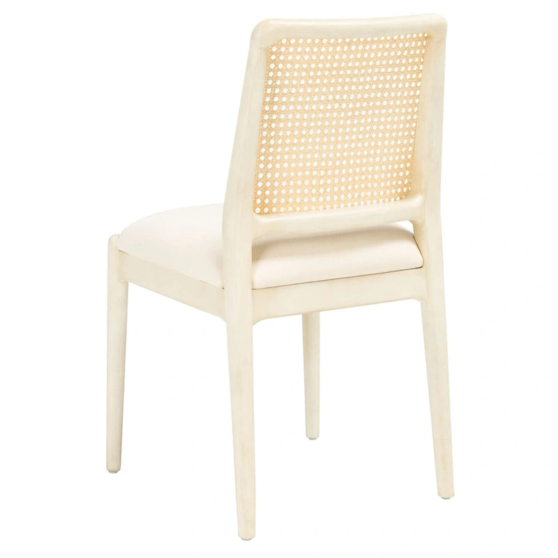Chaise de salle à manger en rotin et tissu d'ameublement