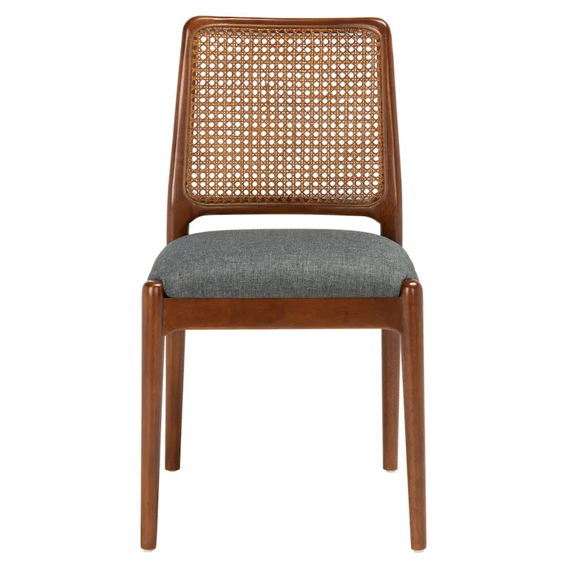 Chaise de salle à manger en rotin et tissu d'ameublement